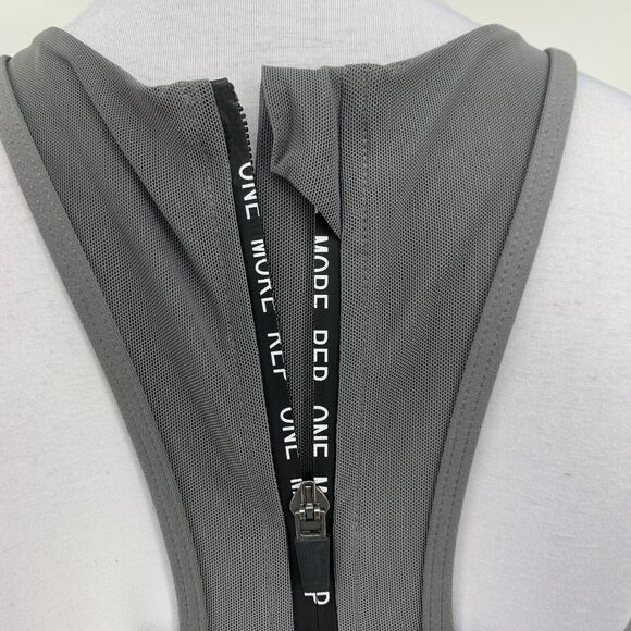 Zyia Active Sports Bra Womens Small Gray Mesh Panel Racerback Zip Back Longline - Picture 7 of 14